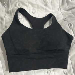 Women's Black Leopard Print Sports Bra